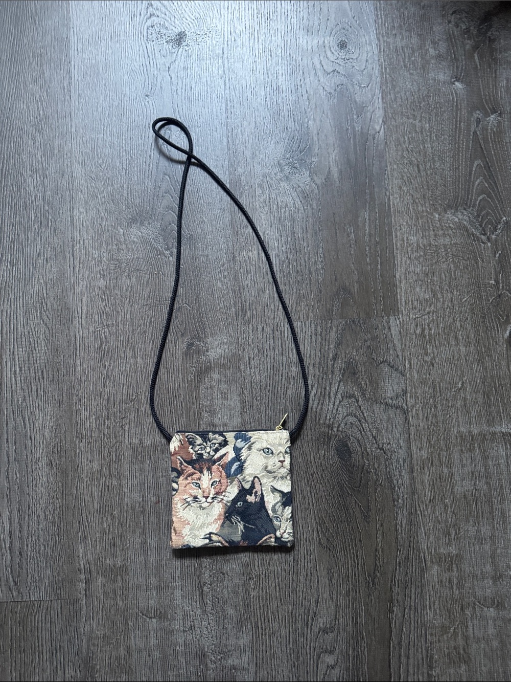 Vintage Cat Print Small Crossbody Tapestry bag